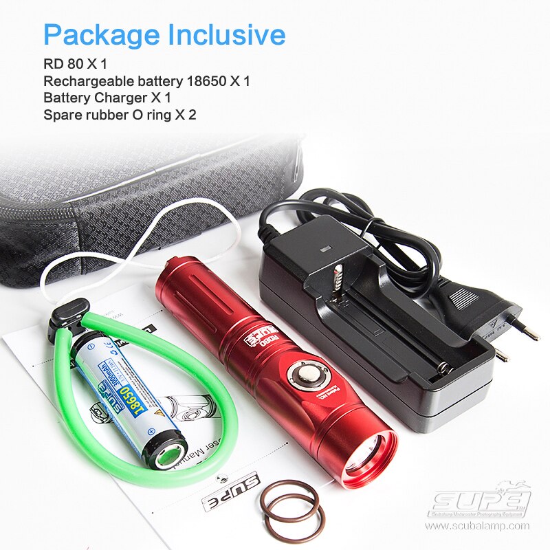 Supe Rd80 Diving Light Red Filter Flashlight 1200 Lumens-nitescuba