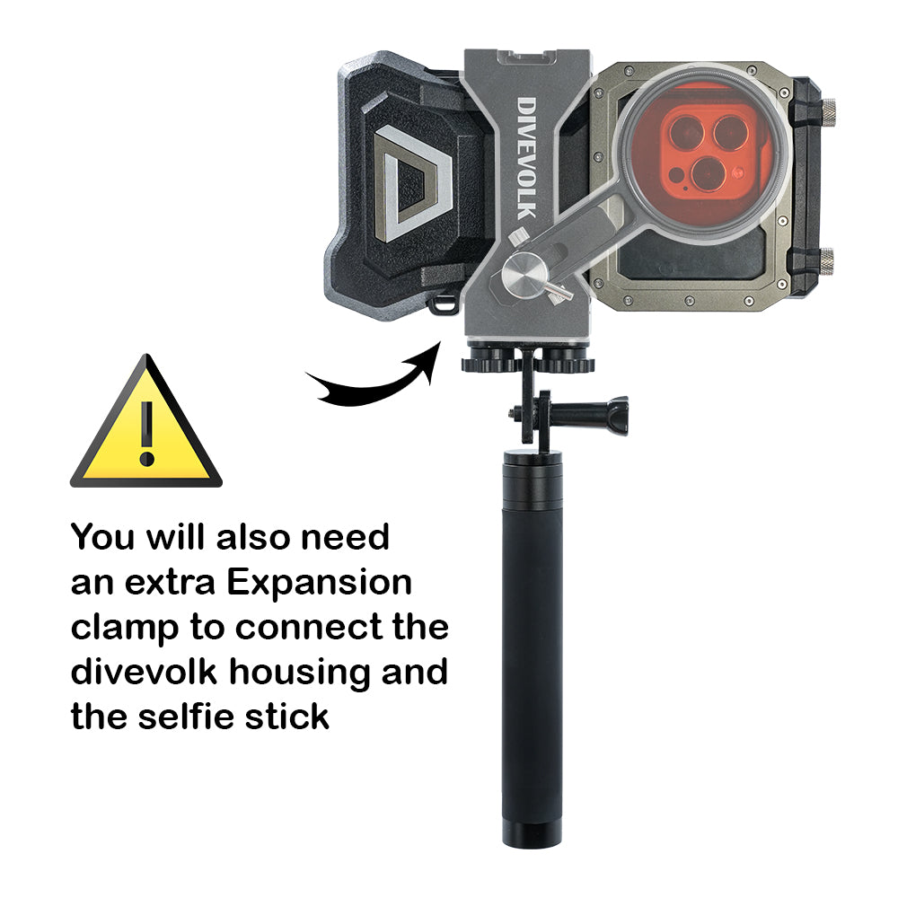DIVEVOLK underwater Dual Lock Selfie Stick for Seatouch 4 Max underwater housing