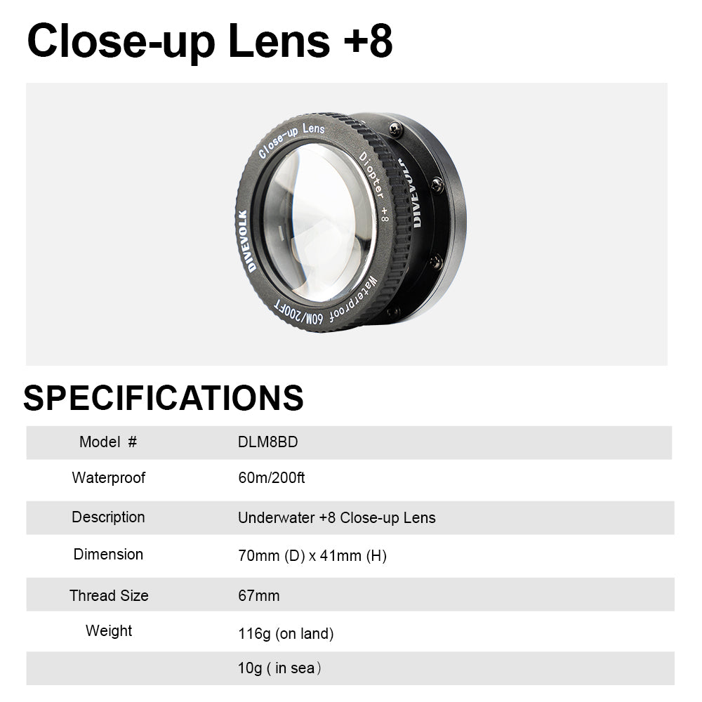 Divevolk Underwater +8 Close-up Lens