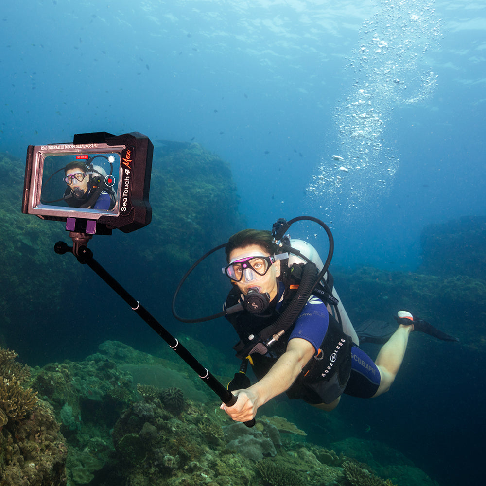 DIVEVOLK underwater Dual Lock Selfie Stick for Seatouch 4 Max underwater housing