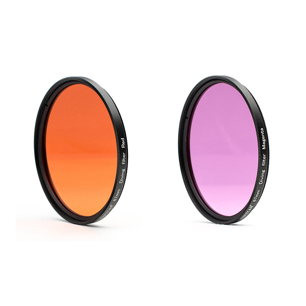 Red Filter and Magenta Filter 67 mm thread, underwater photography accessories for color correction