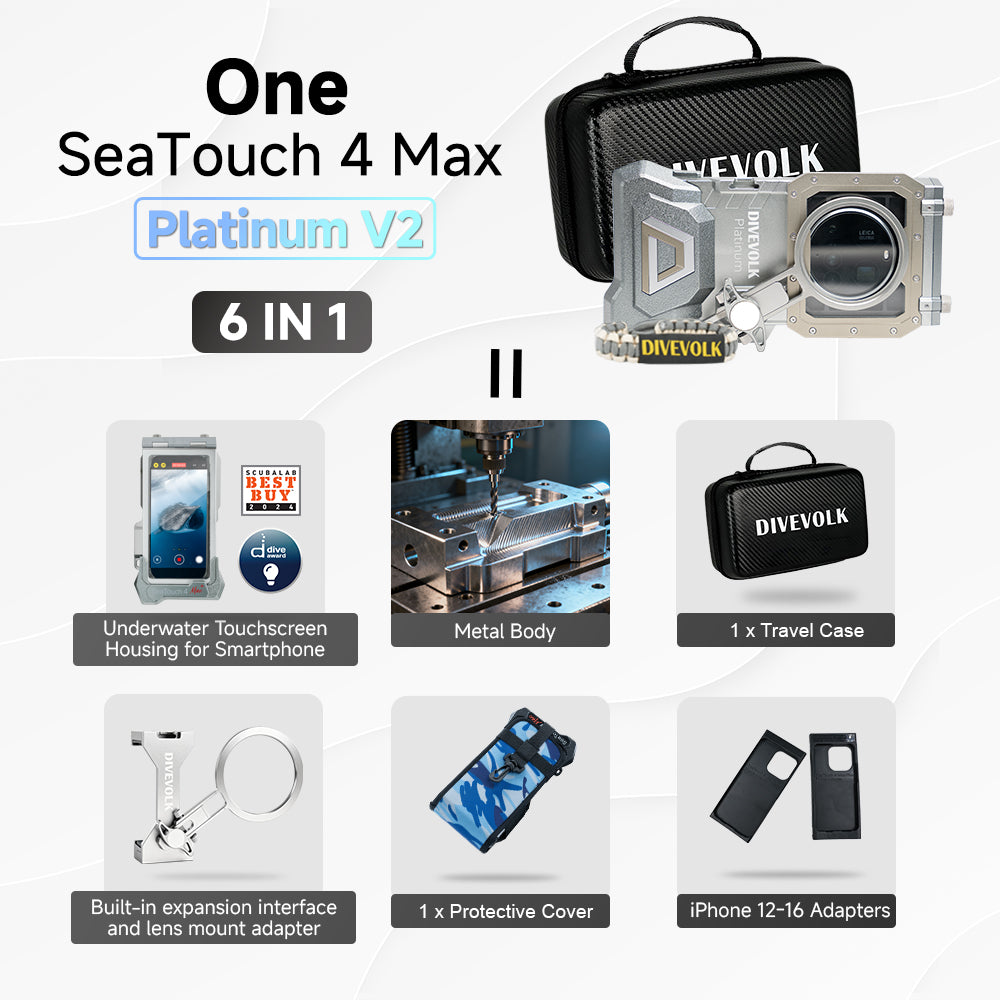 DIVEVOLK SeaTouch 4 Max Platinum Underwater Touchscreen Housing for Smartphone-nitescuba