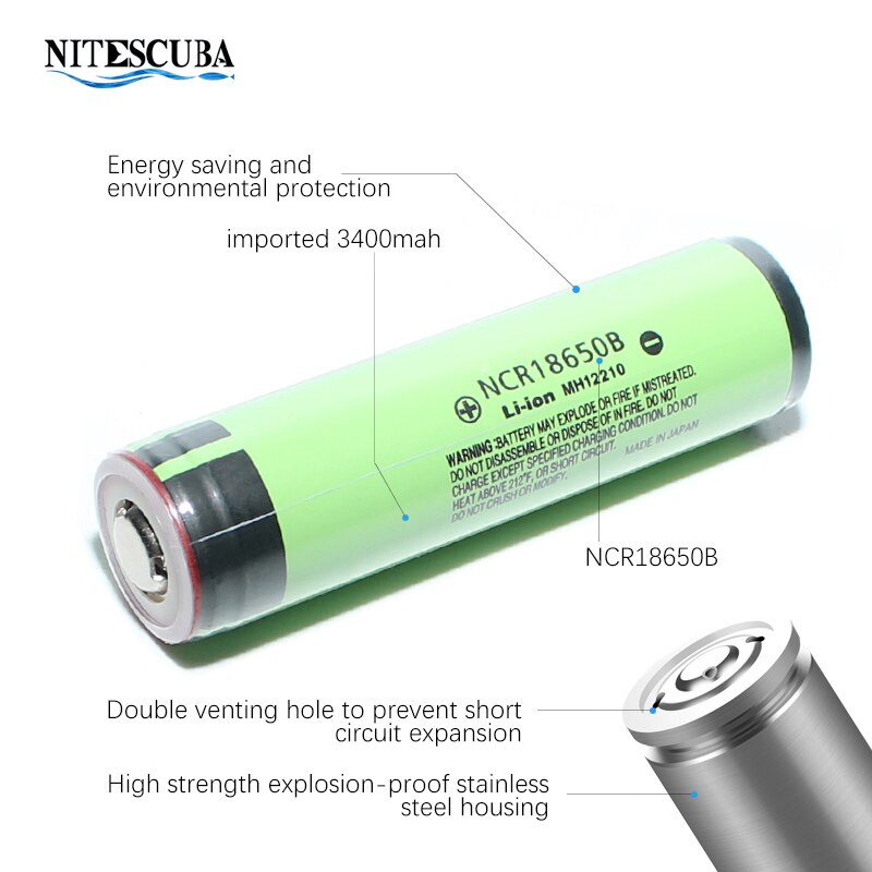 NCR18650B 3400mah Original protected For Panasonic 18650 3.7V-nitescuba