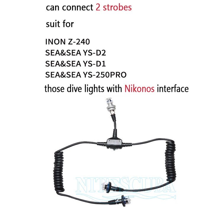 Sea&Sea 03470 One Turn Two 5-pin Flash Sync Cable Diving Sync Cord Digital Fiber Optic Cable-nitescuba