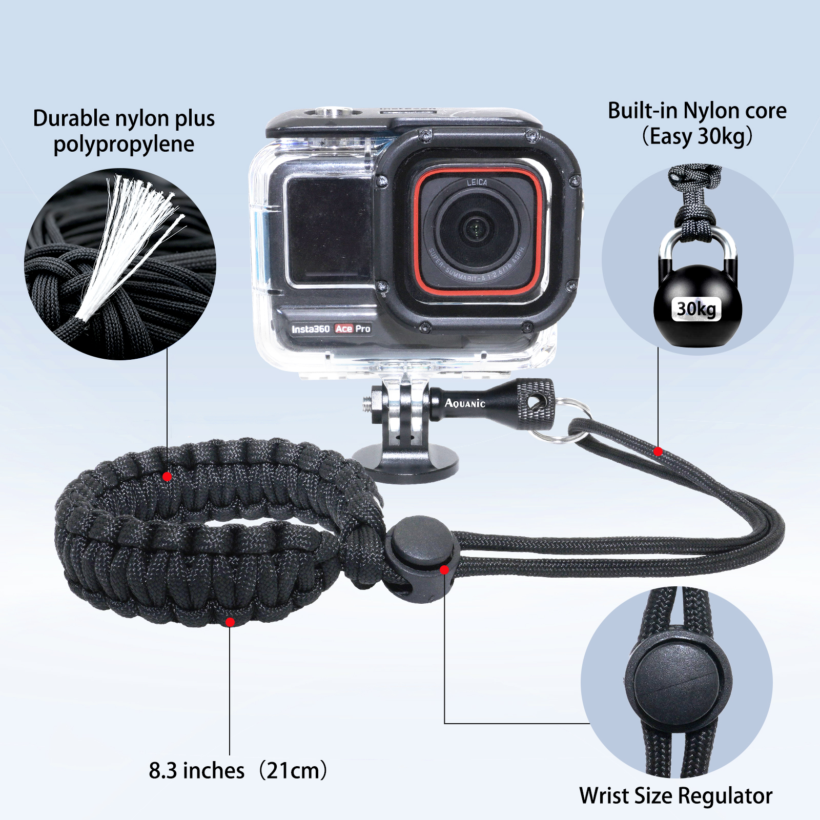 Aquanic Quick Release Adjustable Lanyard for GoPro/Insta360/DJI Cameras.
