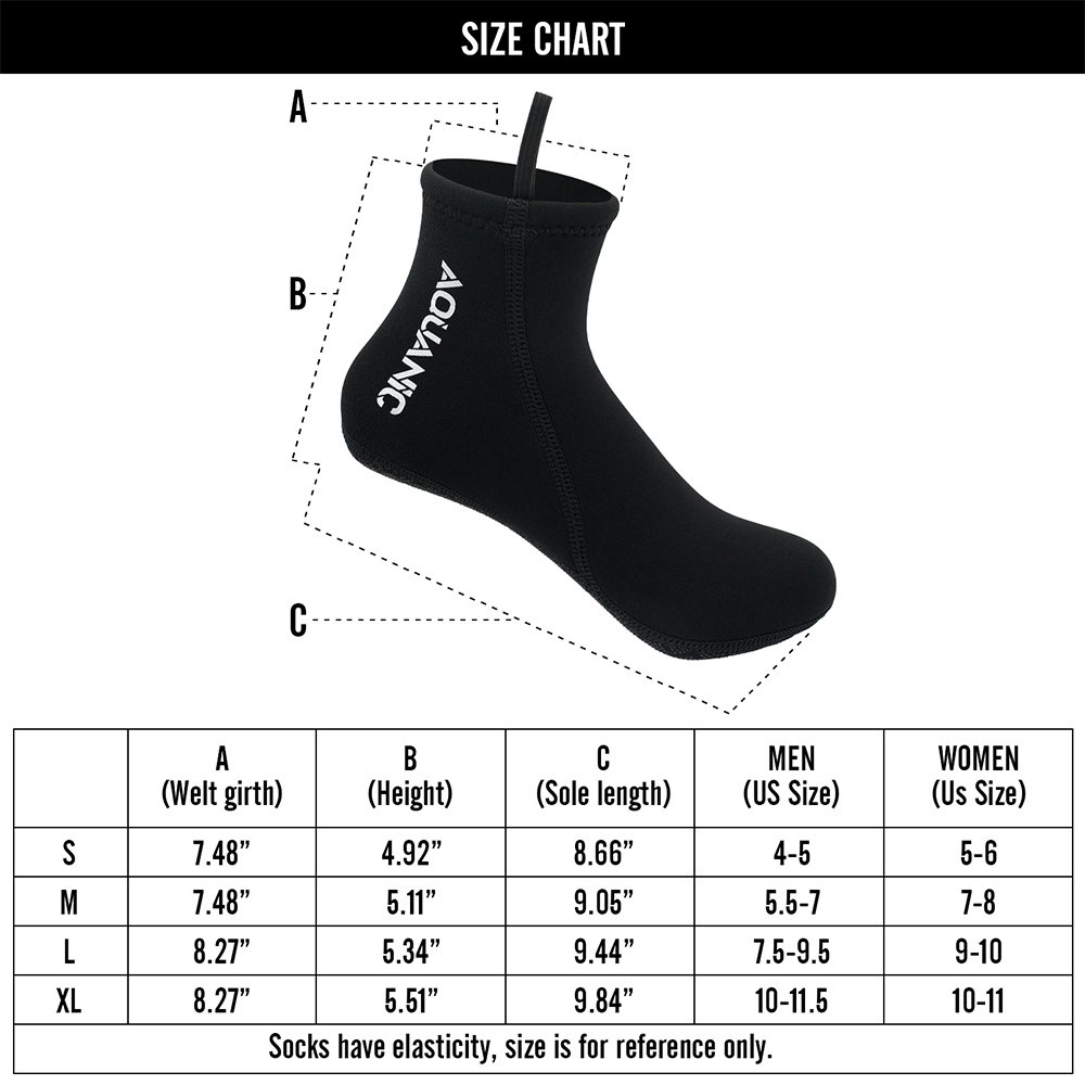 AQUANIC | Men&Women 3mm elastic anti slip mid top diving socks