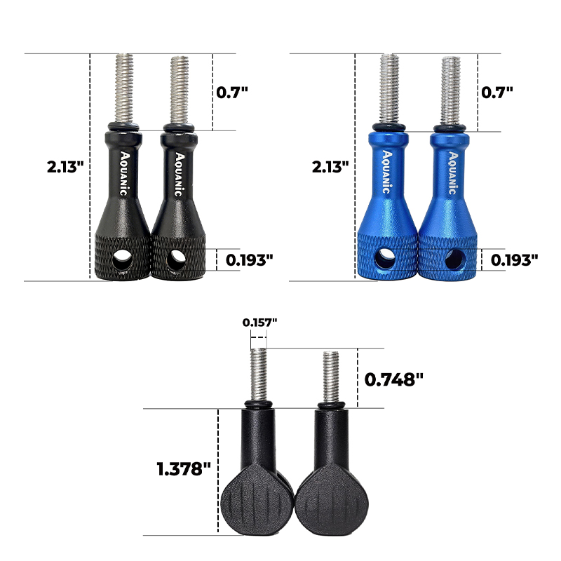 Aquanic holey Aluminum Alloy Thumbscrews for Gopro Hero 13/12/11/10/9/8/7/6/5/4/3+/3 and DJI osmo Sjcam Insta 360 Akaso