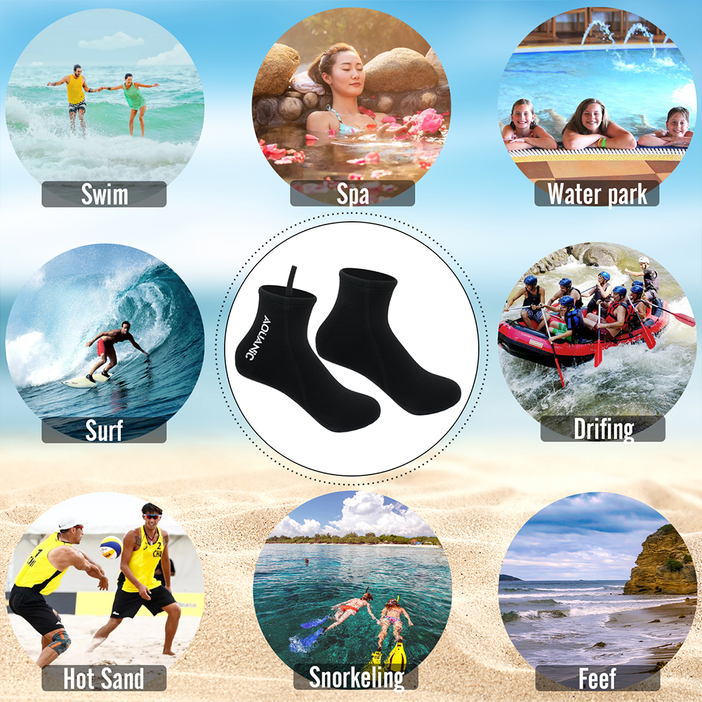 AQUANIC | Men&Women 3mm elastic anti slip mid top diving socks