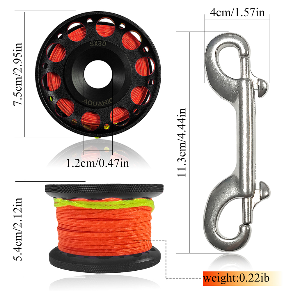 AQUANIC | 30m Corrosion resistant aluminum alloy diving reel