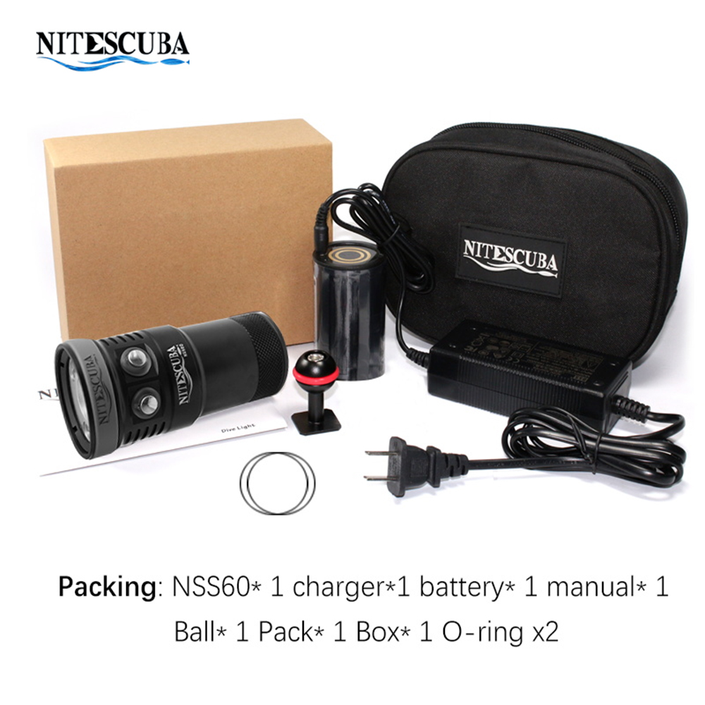 Nitescuba NSS60 Multi-color Diving flashlight IPX8 Waterproof rating 6000lumen CRI 90