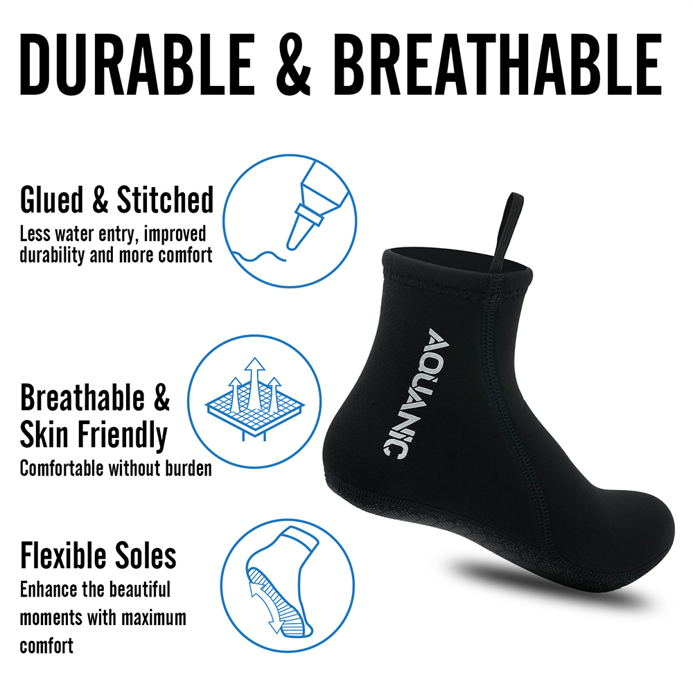 AQUANIC | Men&Women 3mm elastic anti slip mid top diving socks