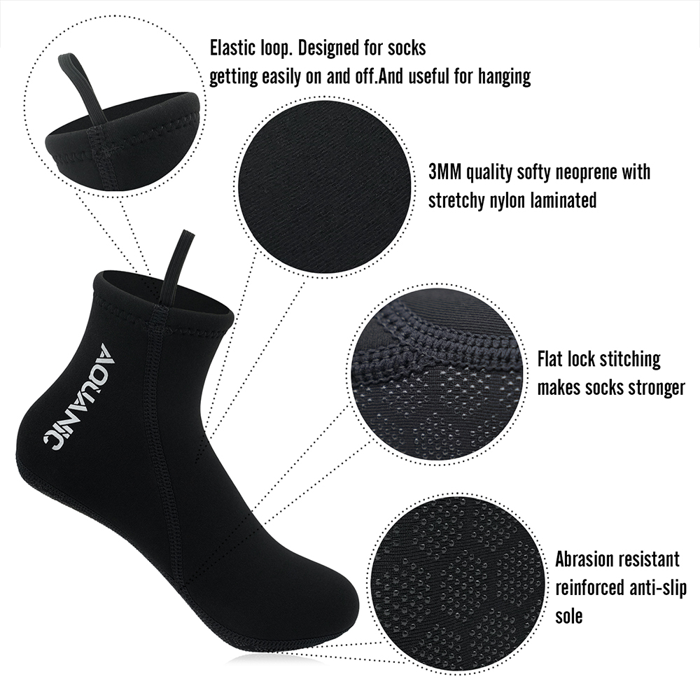 AQUANIC | Men&Women 3mm elastic anti slip mid top diving socks