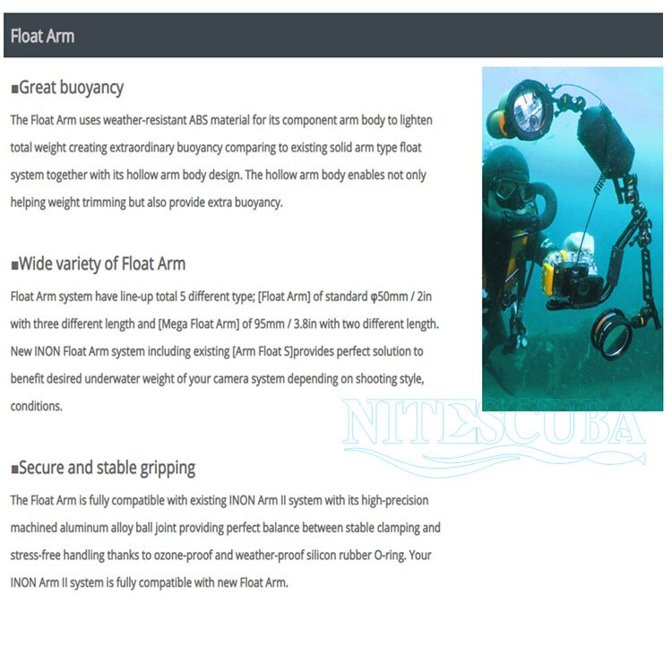INON Mega Float Arm S 15cm M 20cm Connector Float-nitescuba