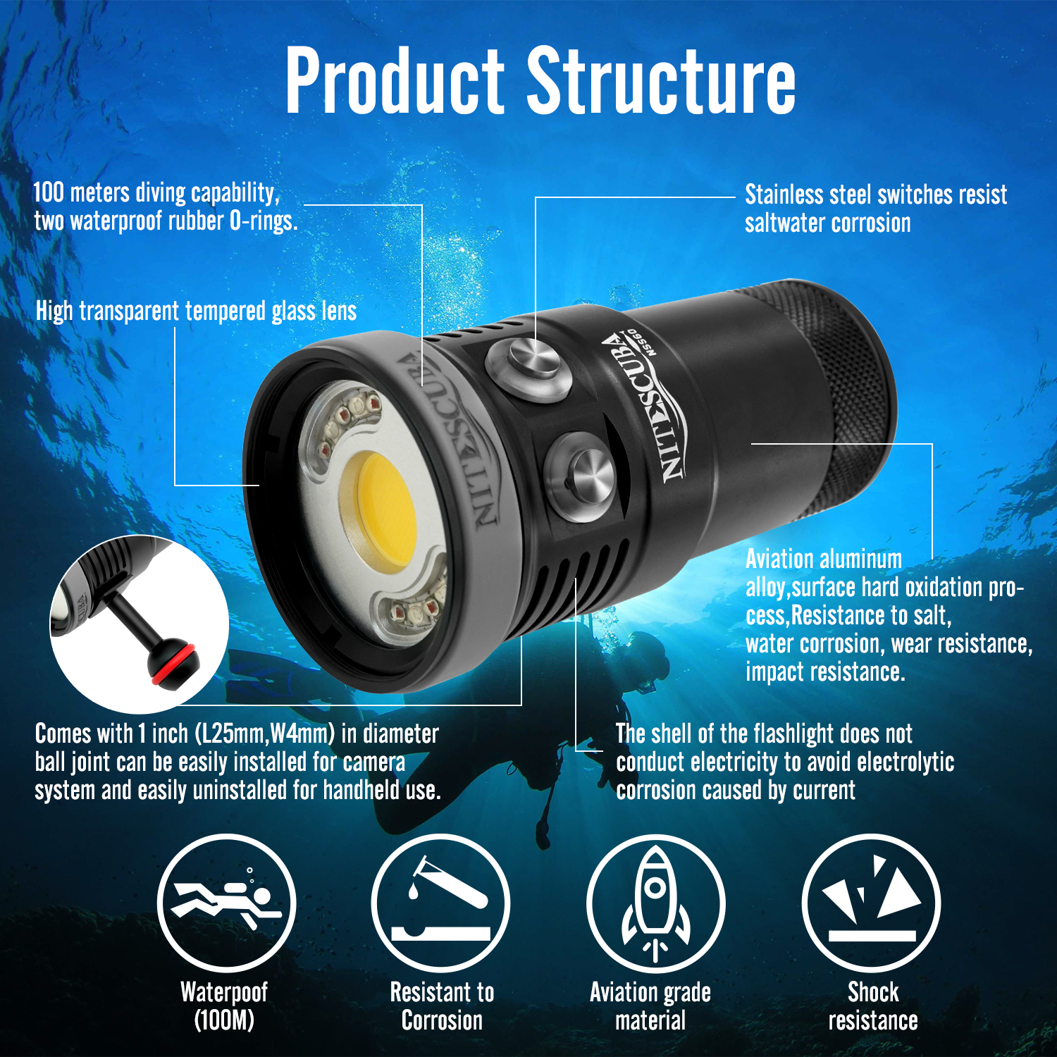 NSS60 Multi-Color Dive Light 6000lumen