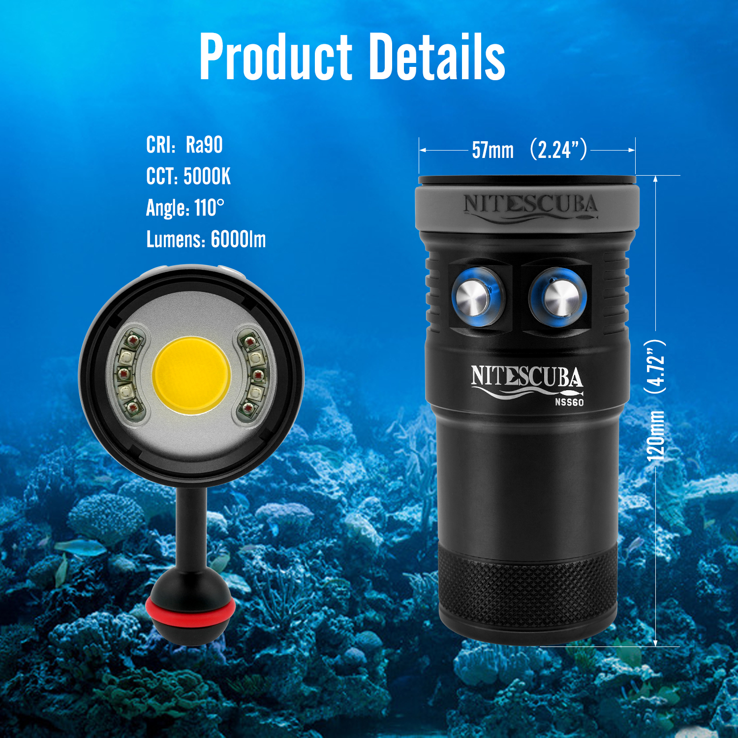 NSS60 Multi-Color Dive Light 6000lumen