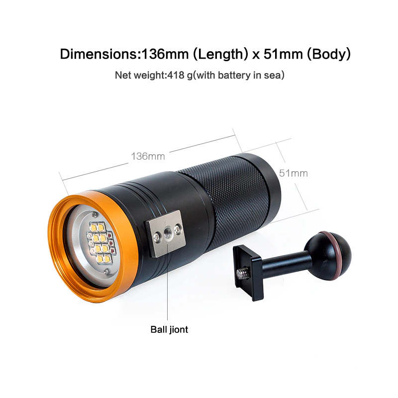 Scubalamp PV52T Diving Video Light-nitescuba