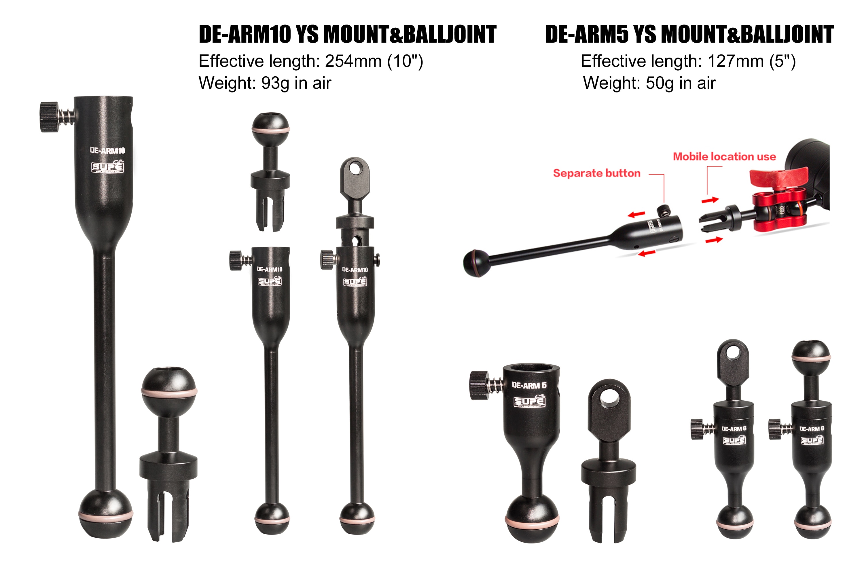 NiteScuba Diving detachable arm for strobe light-nitescuba