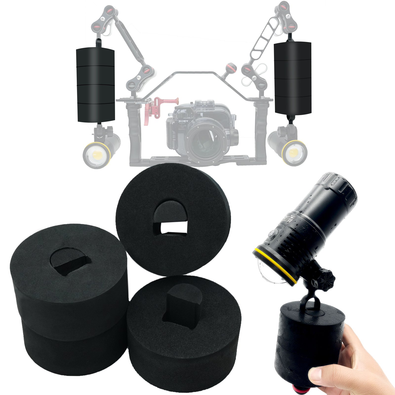 NiteScuba FAXS/FAXM float block Suitable for diving light arm helps to reduce the weight of diving equipment-nitescuba