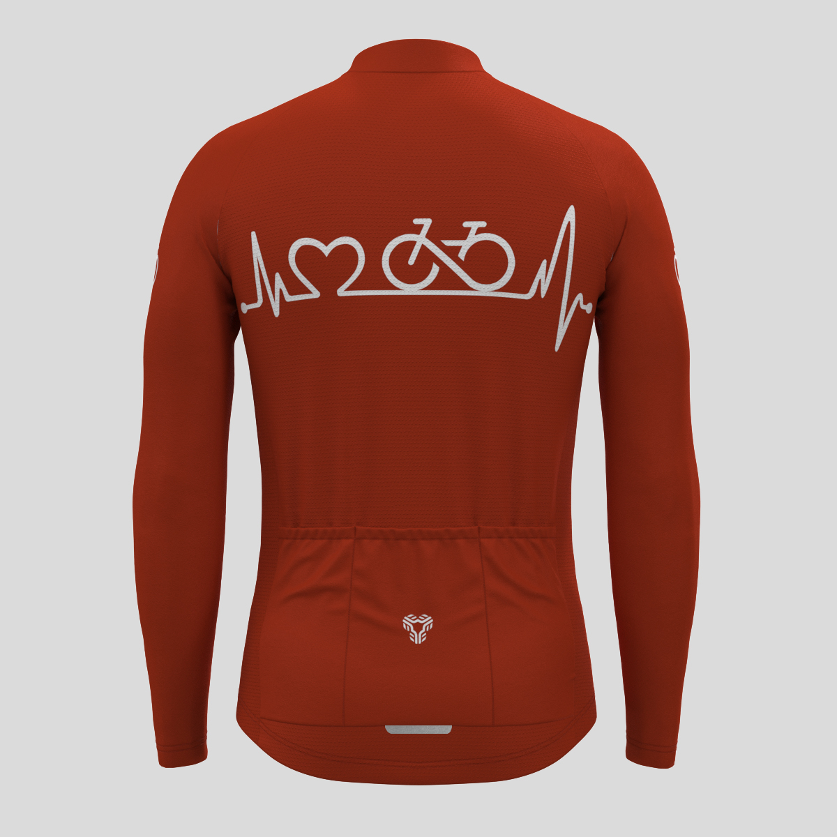 Bike Heartbeat Men's LS Cycling Jersey - Brick