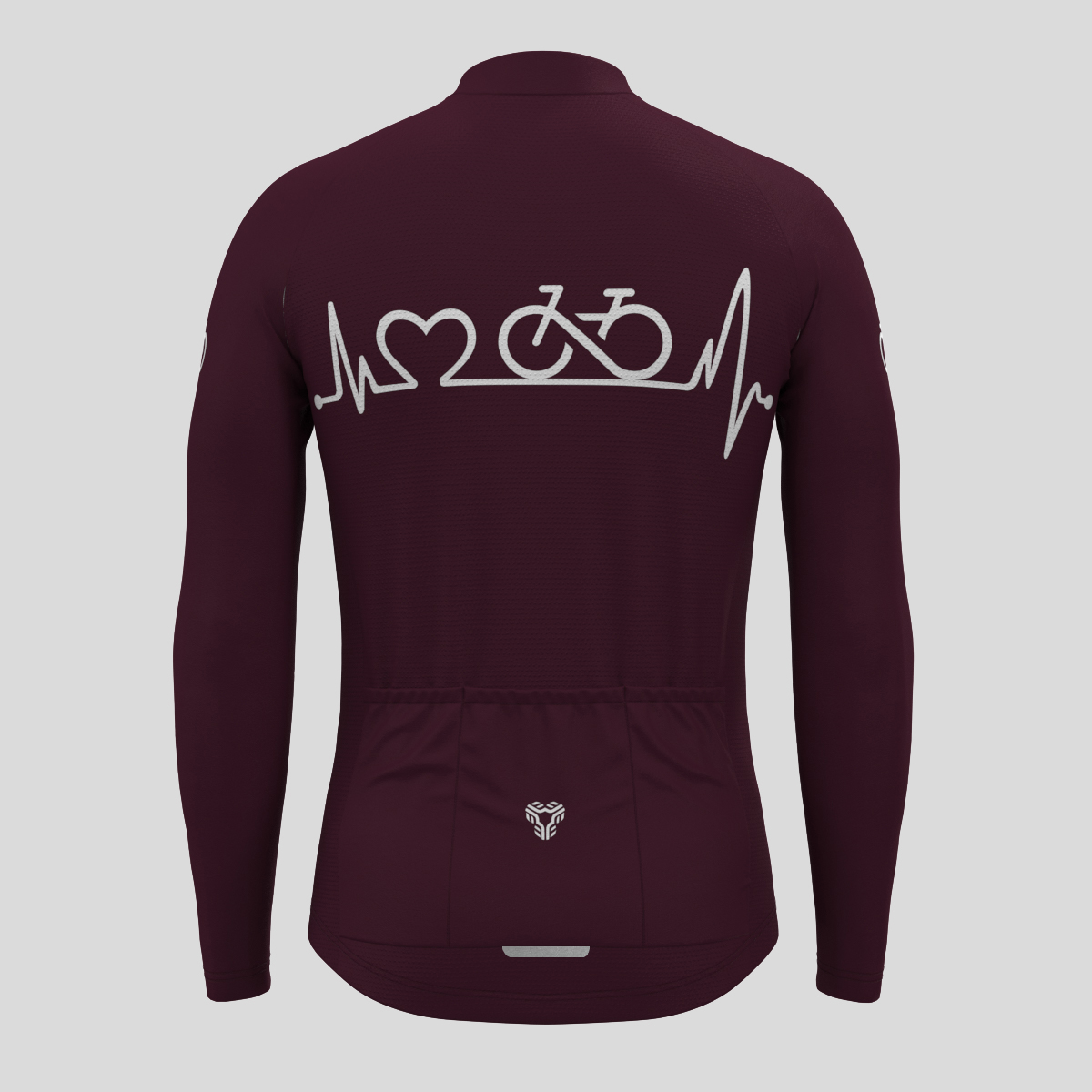 Bike Heartbeat Men's LS Cycling Jersey - Burgundy