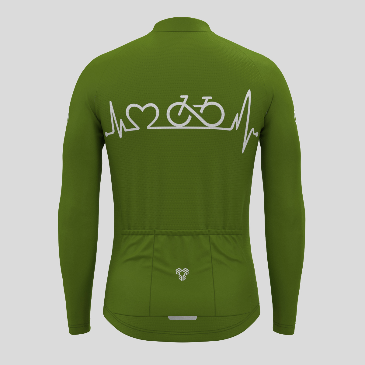 Bike Heartbeat Men's LS Cycling Jersey - Forest