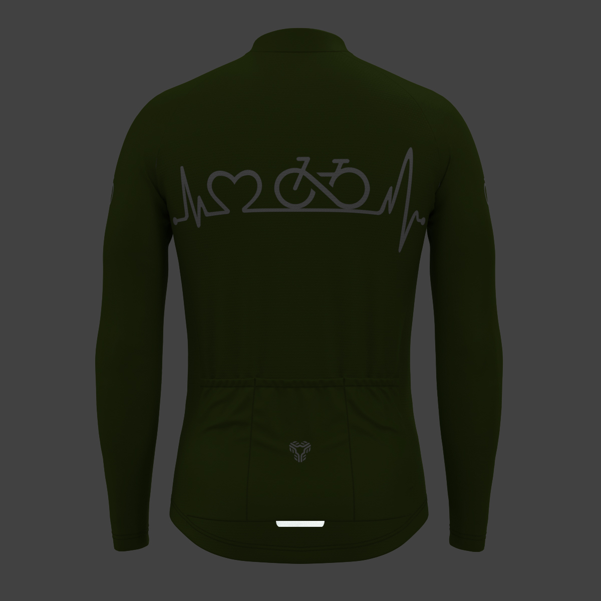 Bike Heartbeat Men's LS Cycling Jersey - Forest