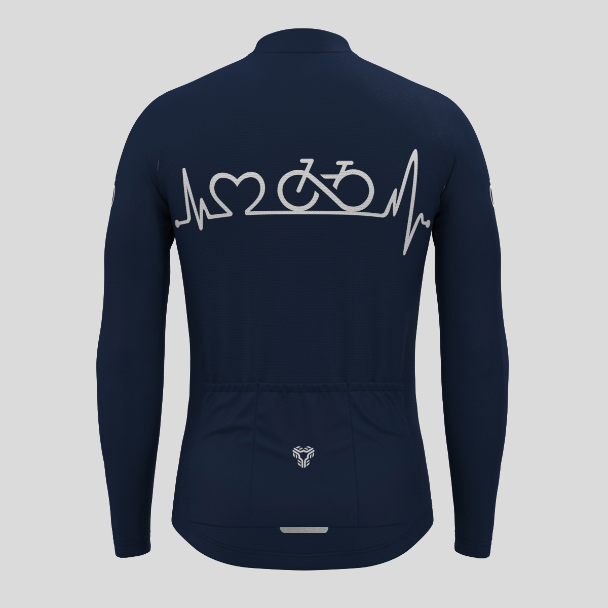 Bike Heartbeat Men's LS Cycling Jersey - Navy 