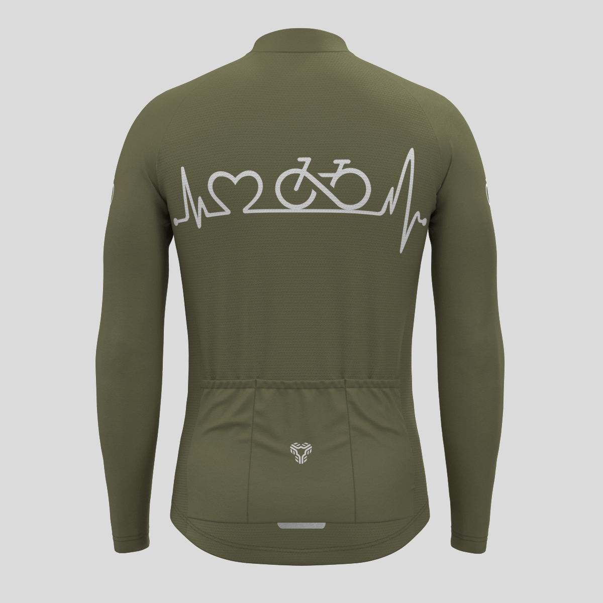 Bike Heartbeat Men's LS Cycling Jersey - Olive