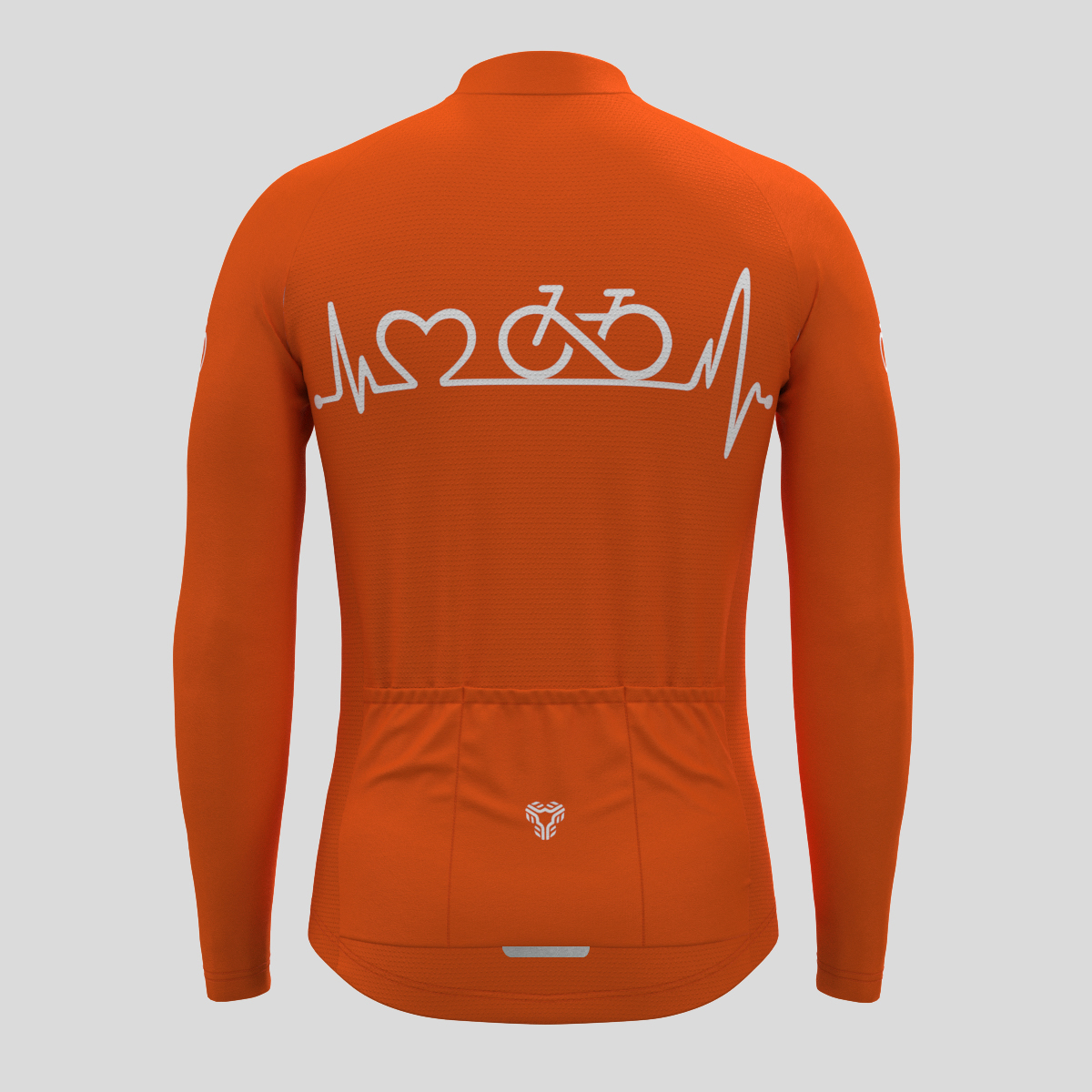 Bike Heartbeat Men's LS Cycling Jersey - Tangerine