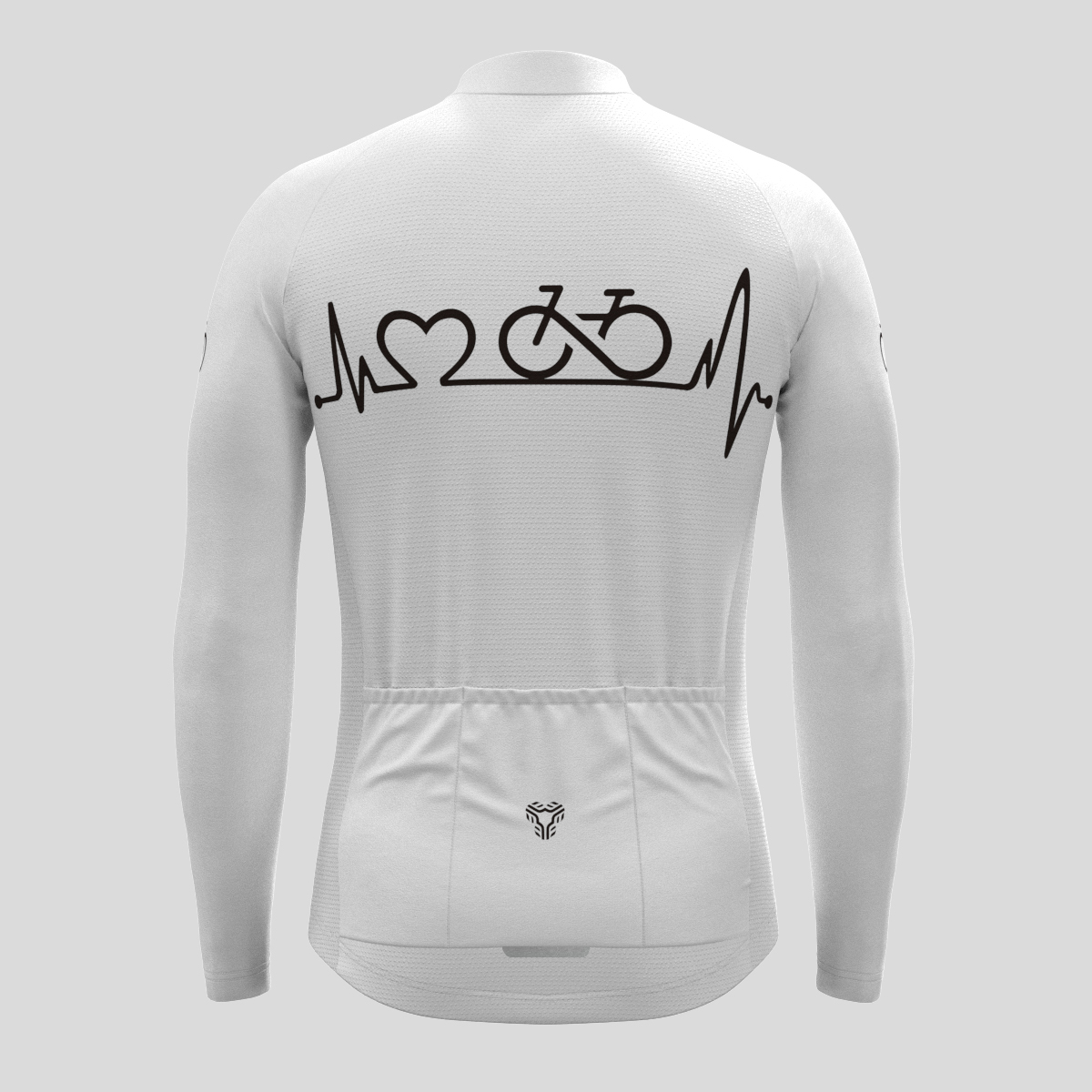 Bike Heartbeat Men's LS Cycling Jersey - White