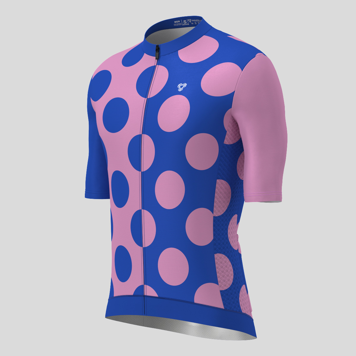 Calssic Split Dots Men's Cycling Jersey - Blue/Pink
