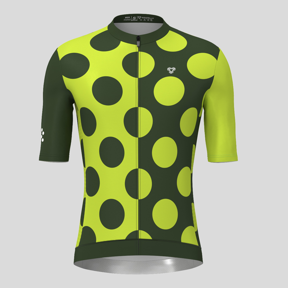 Calssic Split Dots Men's Cycling Jersey - Dark Green/Lime