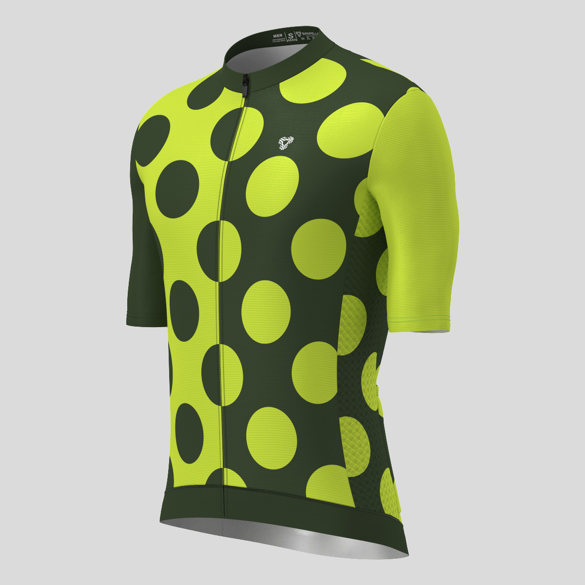 Calssic Split Dots Men's Cycling Jersey - Dark Green/Lime