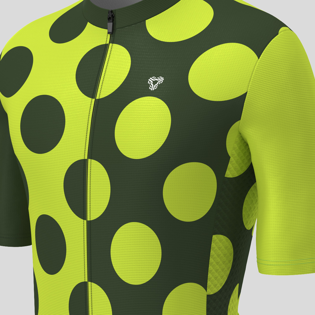 Calssic Split Dots Men's Cycling Jersey - Dark Green/Lime