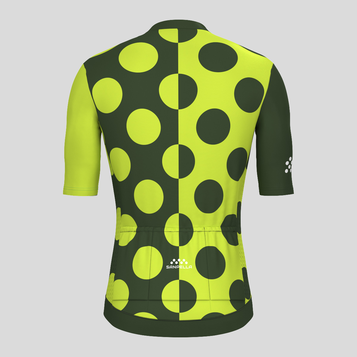 Calssic Split Dots Men's Cycling Jersey - Dark Green/Lime