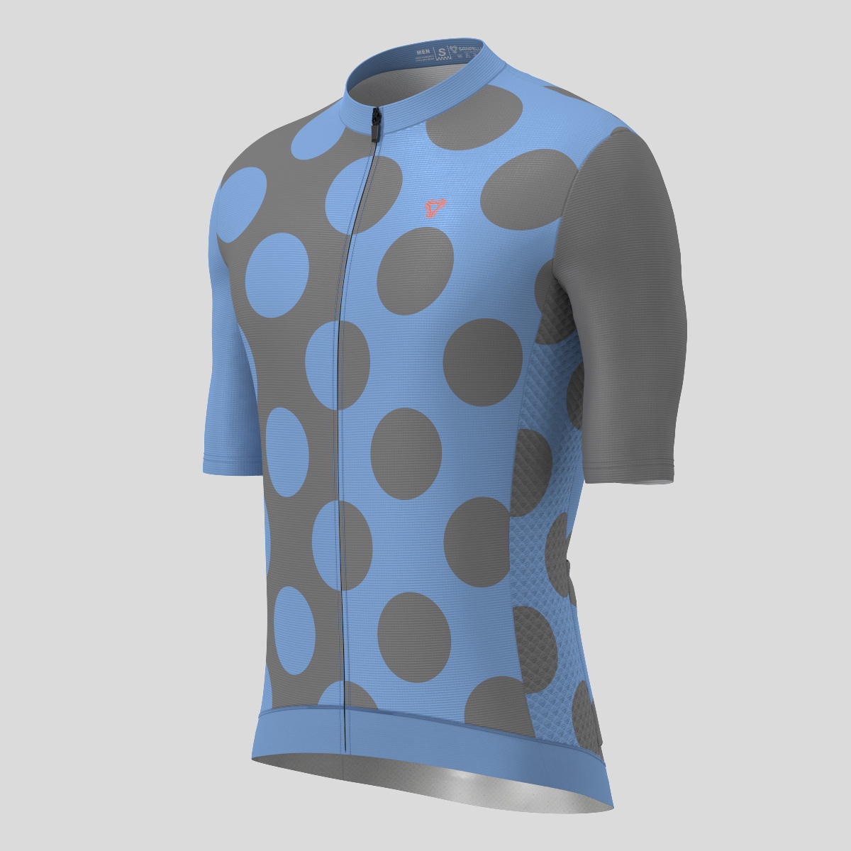 Calssic Split Dots Men's Cycling Jersey - Gray Blue/Tangerine