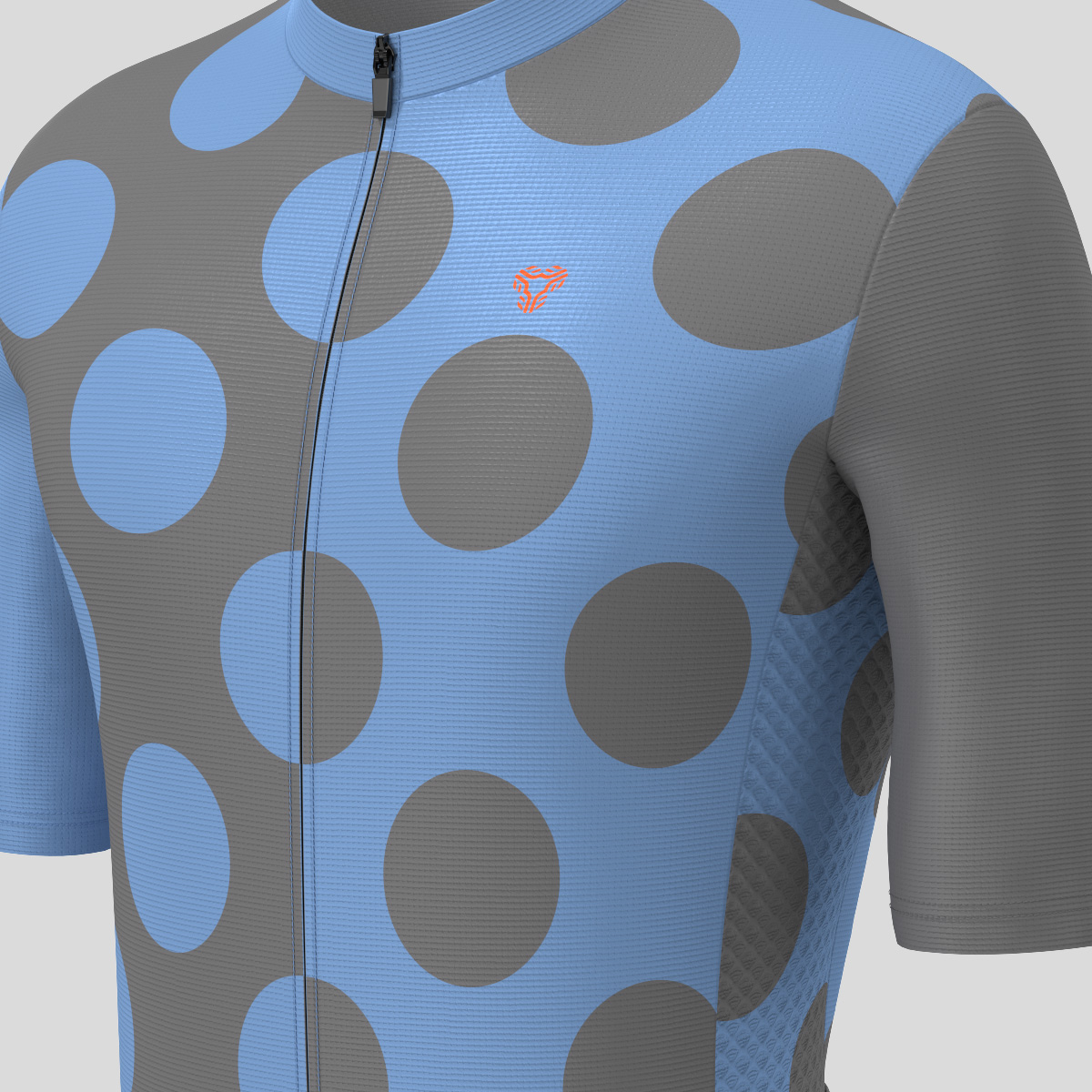 Calssic Split Dots Men's Cycling Jersey - Gray Blue/Tangerine