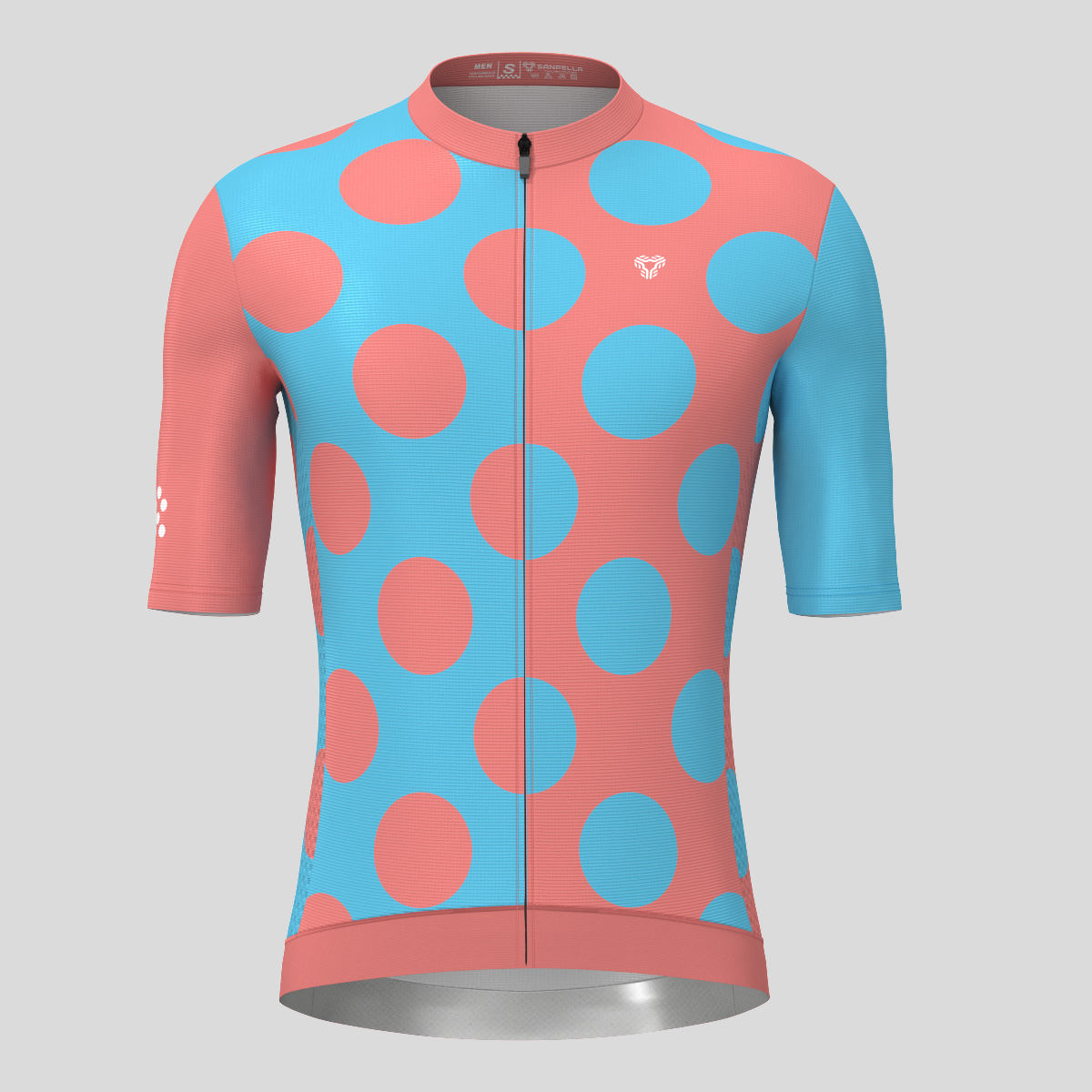 Calssic Split Dots Men's Cycling Jersey - Guava/Blue