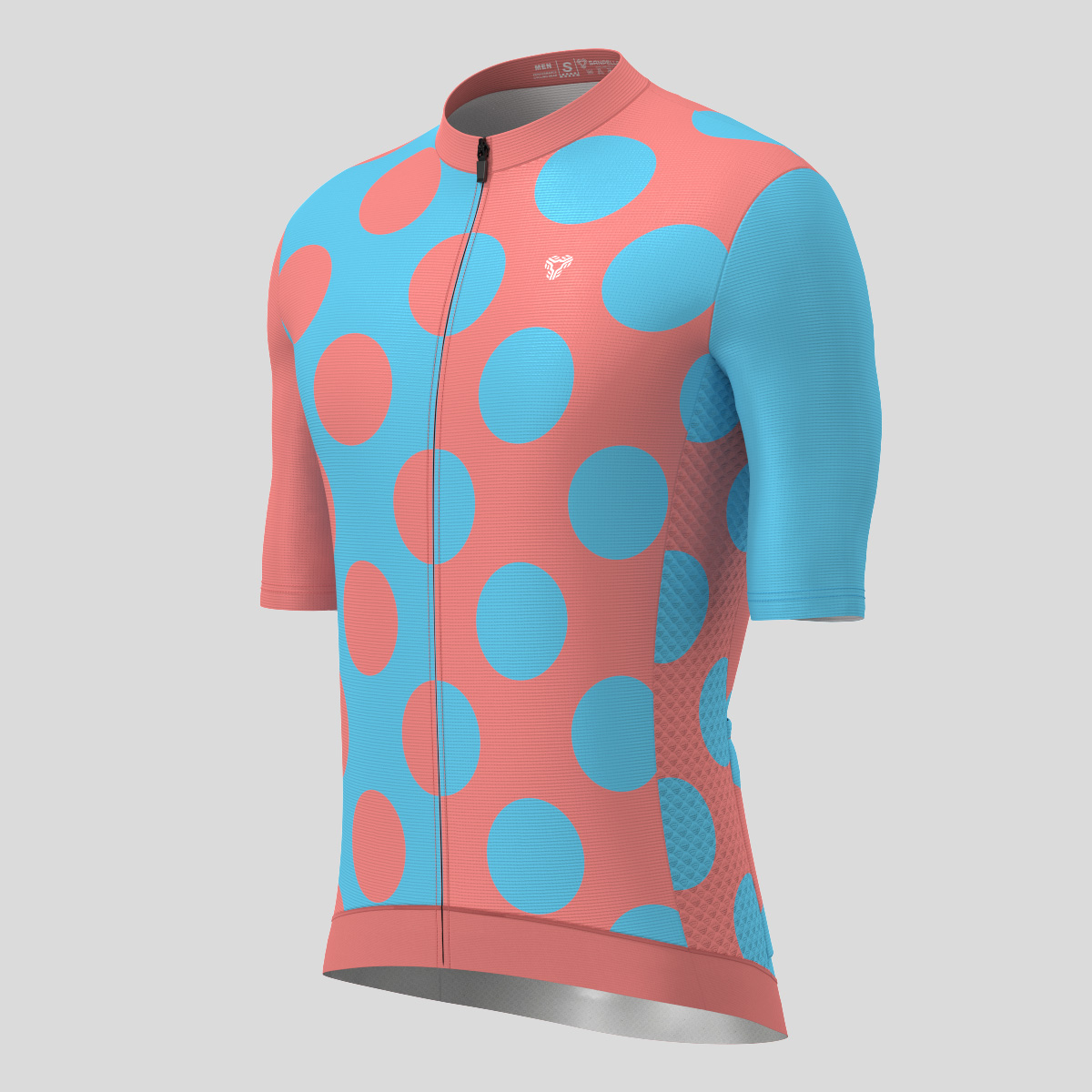 Calssic Split Dots Men's Cycling Jersey - Guava/Blue