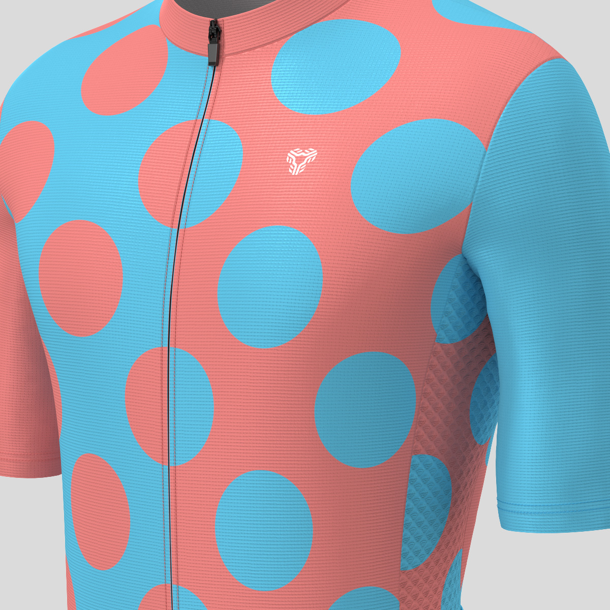 Calssic Split Dots Men's Cycling Jersey - Guava/Blue