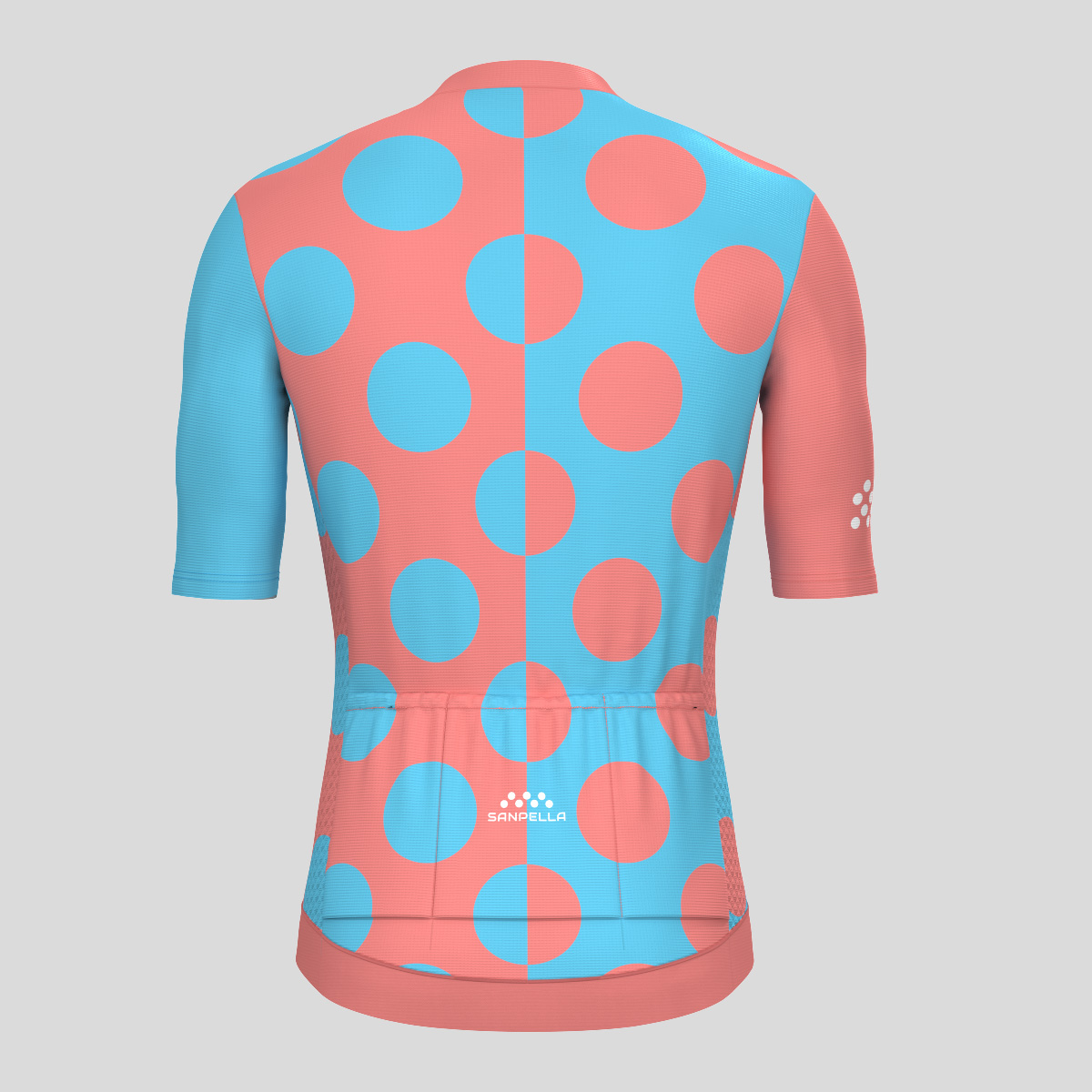 Calssic Split Dots Men's Cycling Jersey - Guava/Blue