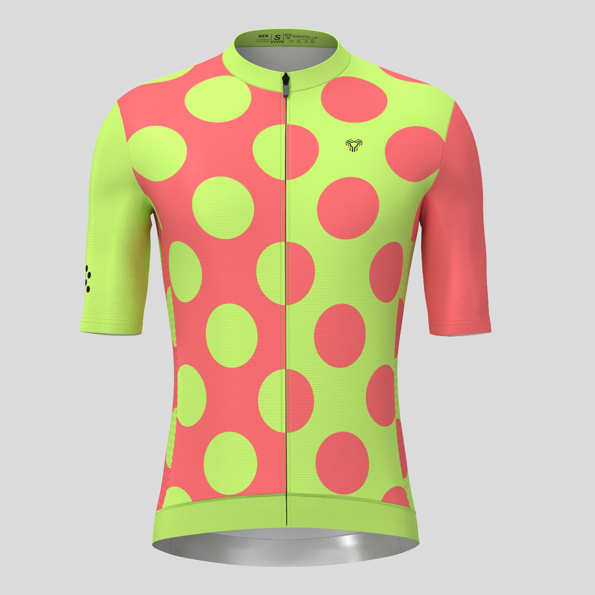 Calssic Split Dots Men's Cycling Jersey - Guava/Green