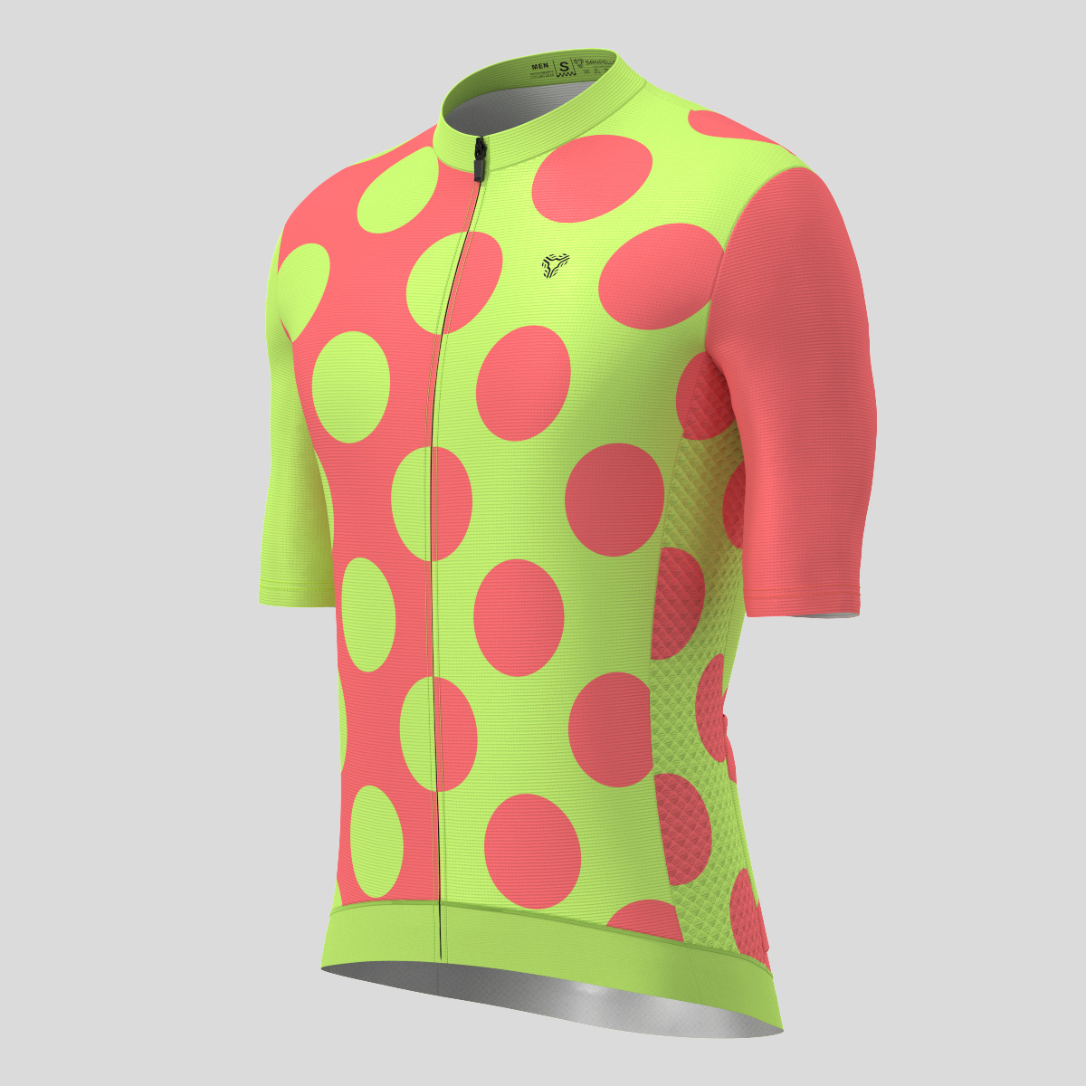 Calssic Split Dots Men's Cycling Jersey - Guava/Green