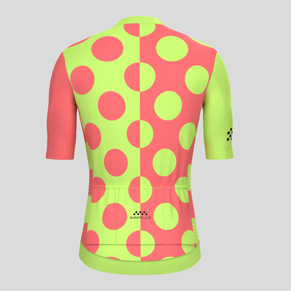 Calssic Split Dots Men's Cycling Jersey - Guava/Green