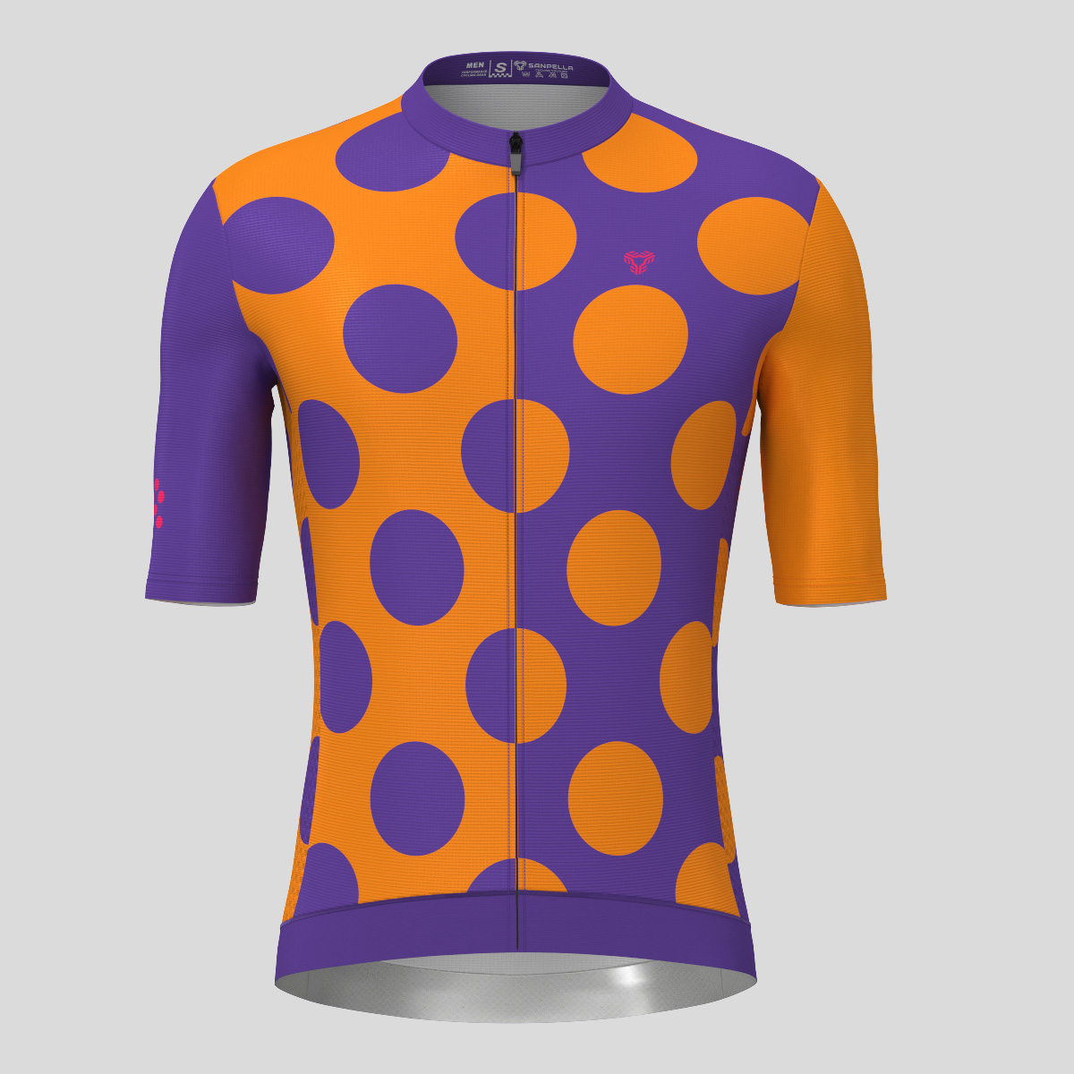 Calssic Split Dots Men's Cycling Jersey - Purple/Orange