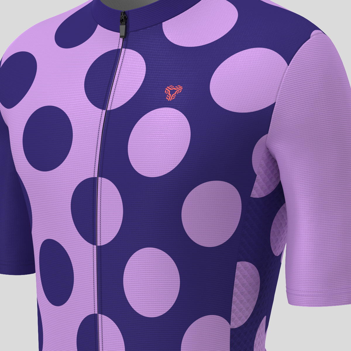 Calssic Split Dots Men's Cycling Jersey - Purple/Tangerine