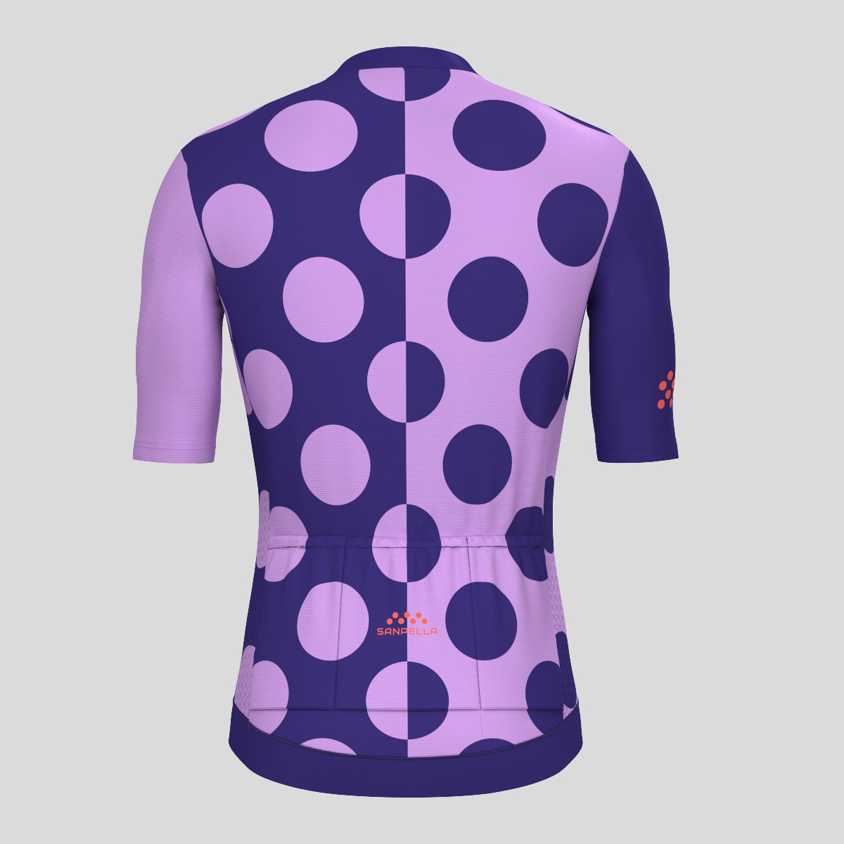 Calssic Split Dots Men's Cycling Jersey - Purple/Tangerine