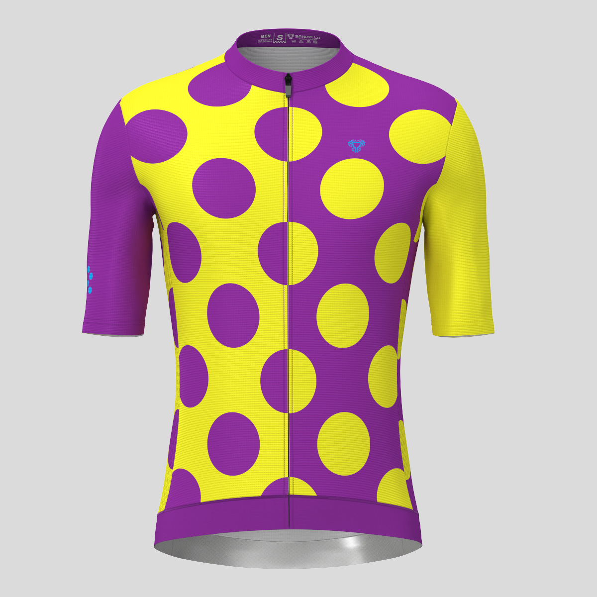 Calssic Split Dots Men's Cycling Jersey - Purple/Yellow