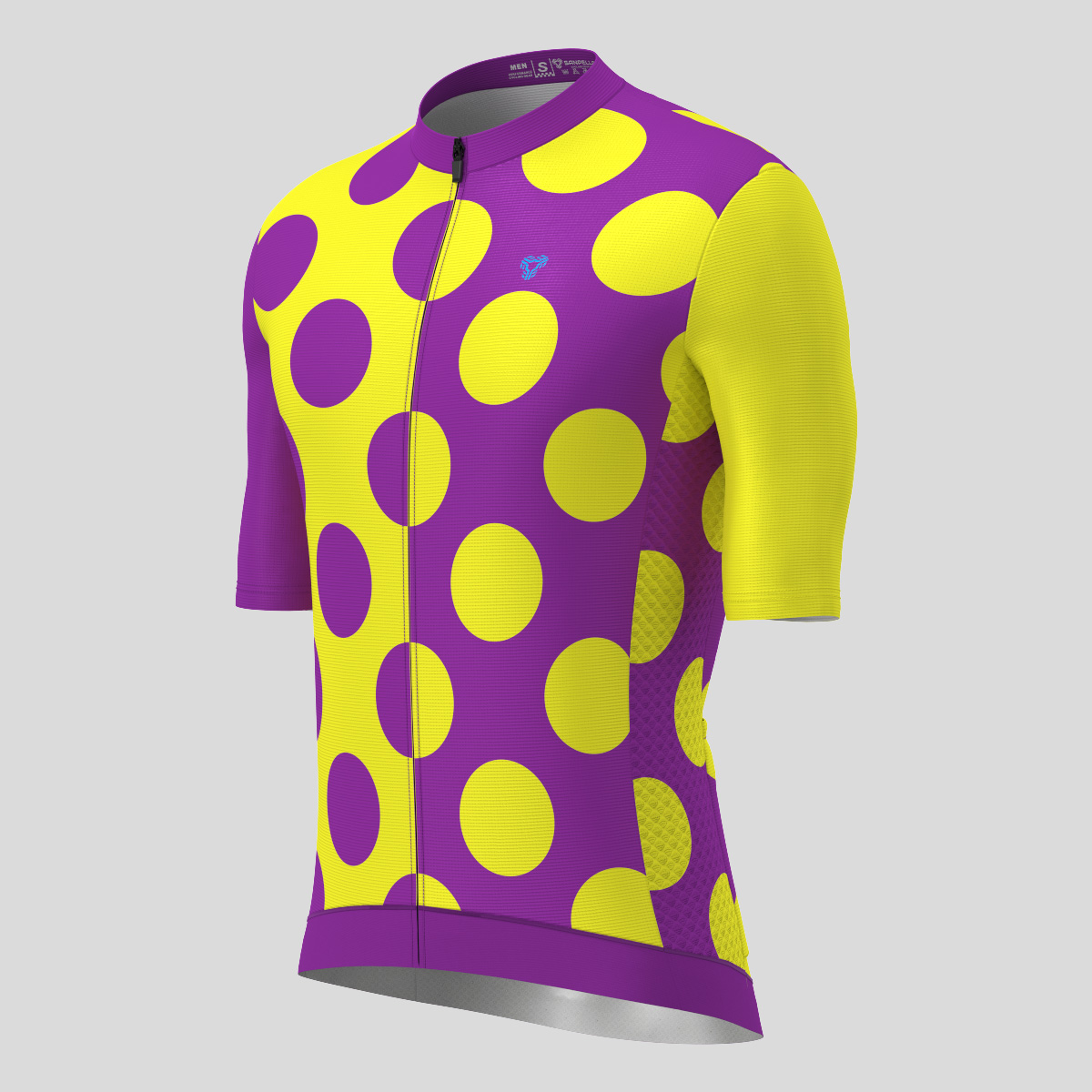 Calssic Split Dots Men's Cycling Jersey - Purple/Yellow