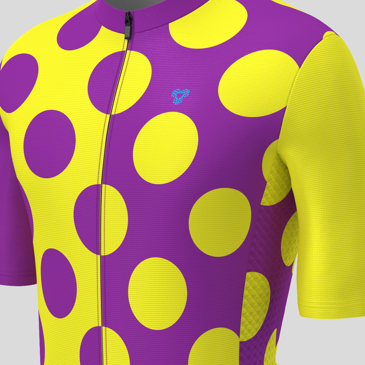 Calssic Split Dots Men's Cycling Jersey - Purple/Yellow